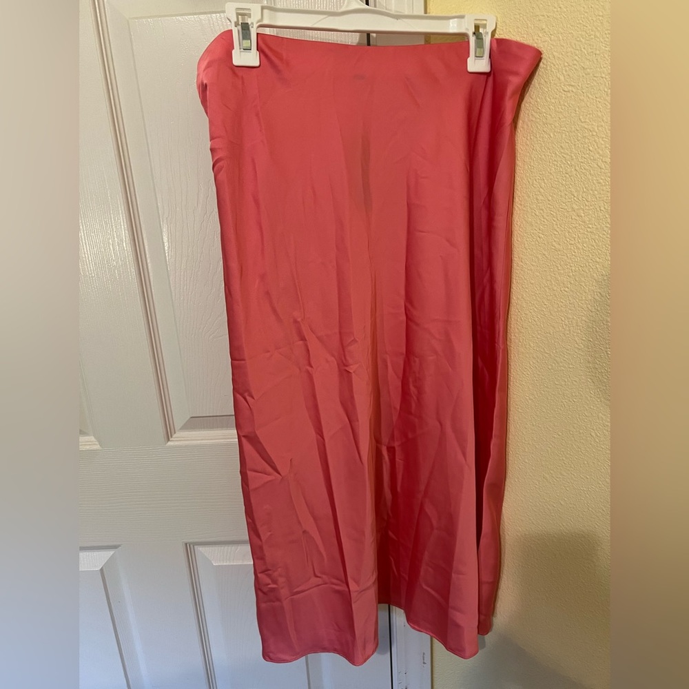 NWT J Crew Satin Gwyneth Midi Skirt Tea Rose L